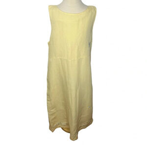 Vintage Gap kids girls yellow floral linen blend modest dress sz XXL 14-16